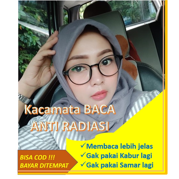 KACAMATA BACA ANTI RADIASI HITAM pria wanita baca korea gaya bening bulat blueray kotak baca dan jal