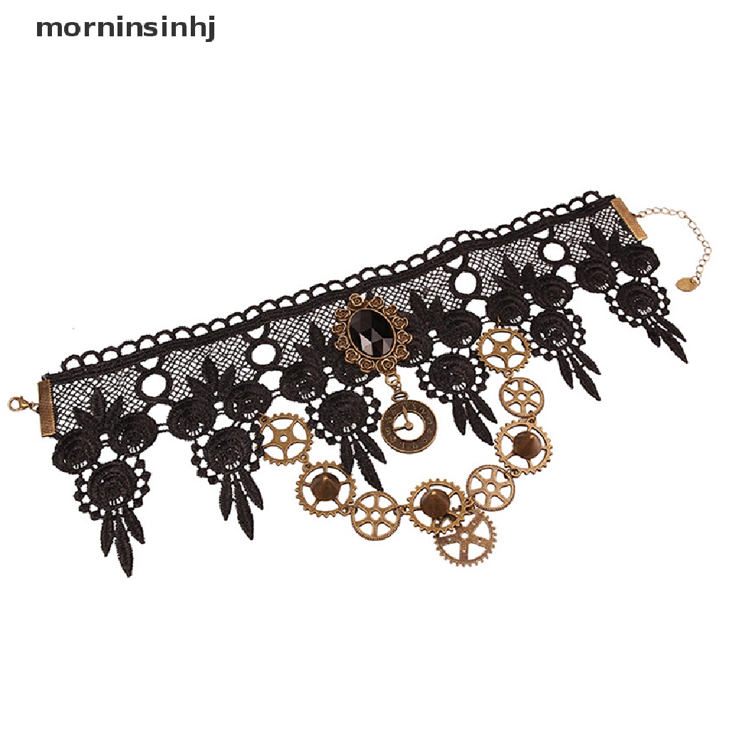 Mornin Kalung Choker Lace Gaya Gothic Vintage Steampunk Untuk Wanita