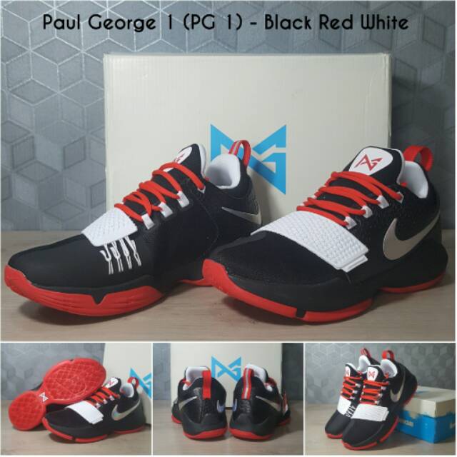 (FREE TALI SEPATU) NIKE PAUL GEORGE 1 BLACK RED WHITE / PG I / SEPATU BASKET