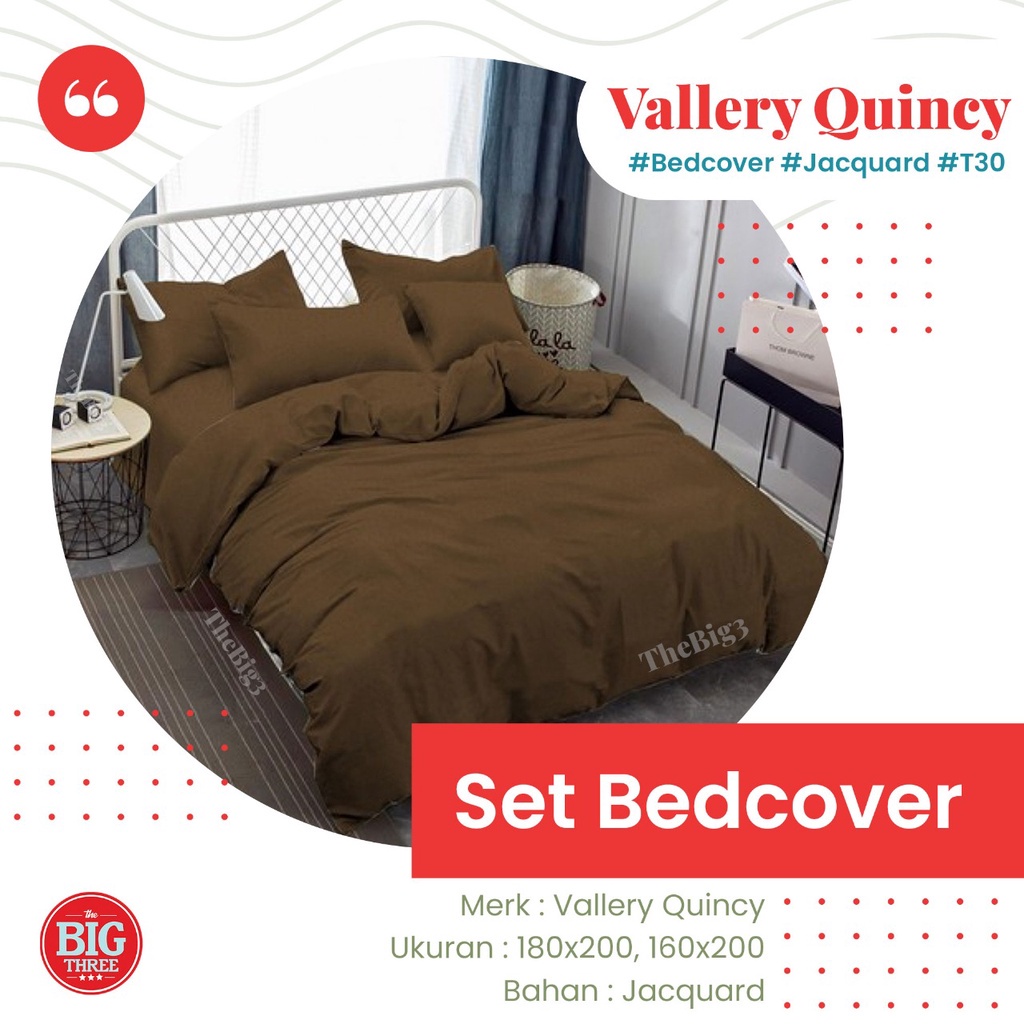 BEDCOVER + Sprei Polos 200x200 Tinggi 30 QUINCY VALLERY warna - Super King 200 - Internal - BC VAL