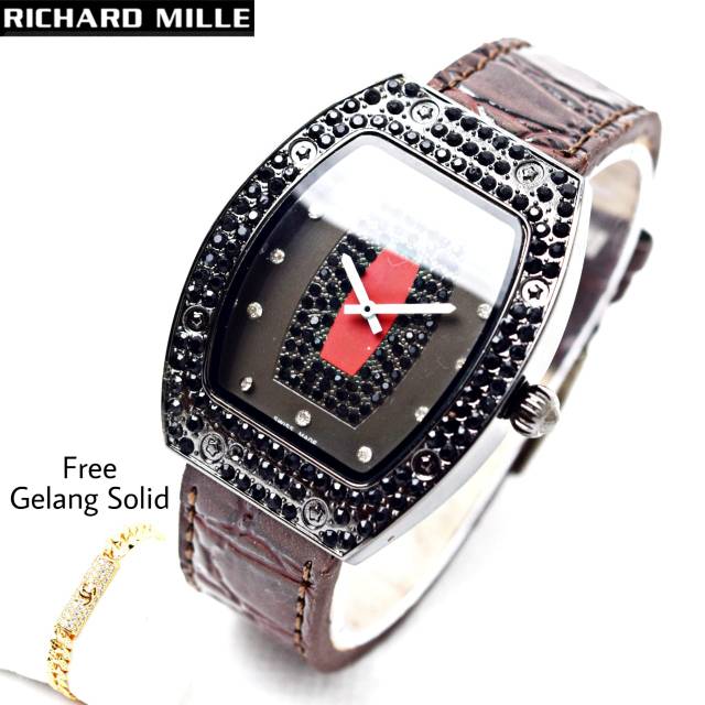 Jam Tangan Wanita RM Kulit Free/Bonus Gelang Solid Tali Kulit