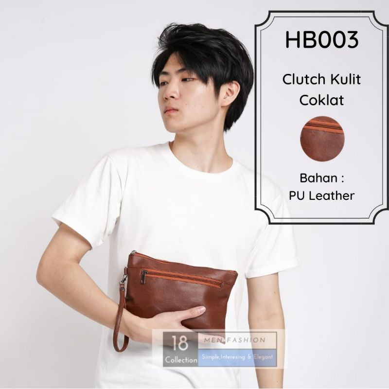 [Bisa COD] Clutch Hand Bag Pria Kulit Import