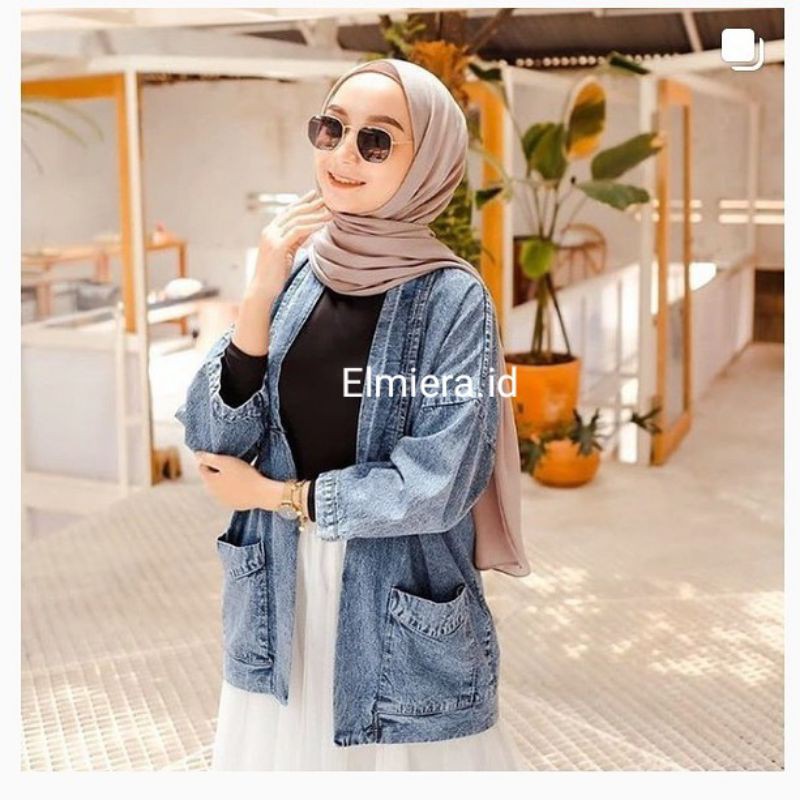 OUTER SAKU JEANS SNOW / CARDY JEANS SNOW MURAH / CARDIGAN ELMIERA