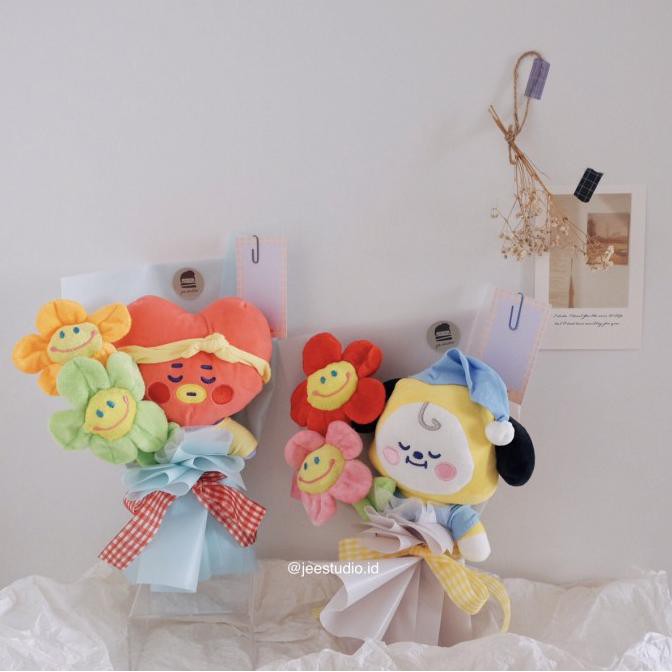 BT21 BTS Doll Bouquet - buket boneka hadiah ultah wisuda graduation