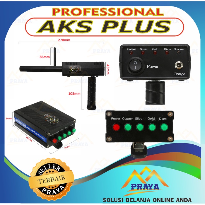 AKS PLUS PROFESSIONAL METAL DETECTOR detektor logam emas perak tembaga long range