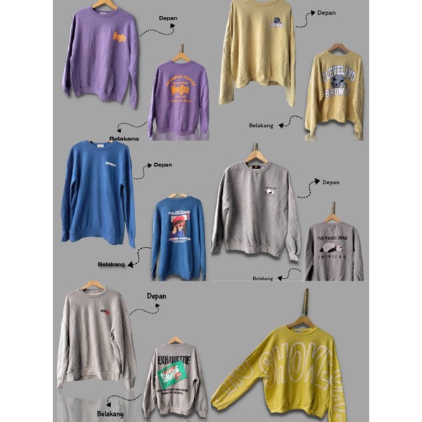 THRIFT PRELOVED SWEATER CREWNECK HOODIE OVERSIZE LENGAN BALOON BELIEVE SECOND VOL 1