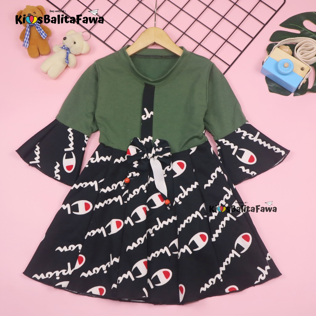 Dress Sissy 1-8 Tahun / Dress Anak Lengan Panjang 3/4 Baju Perempuan Dres Terompet Cutbray Blouse