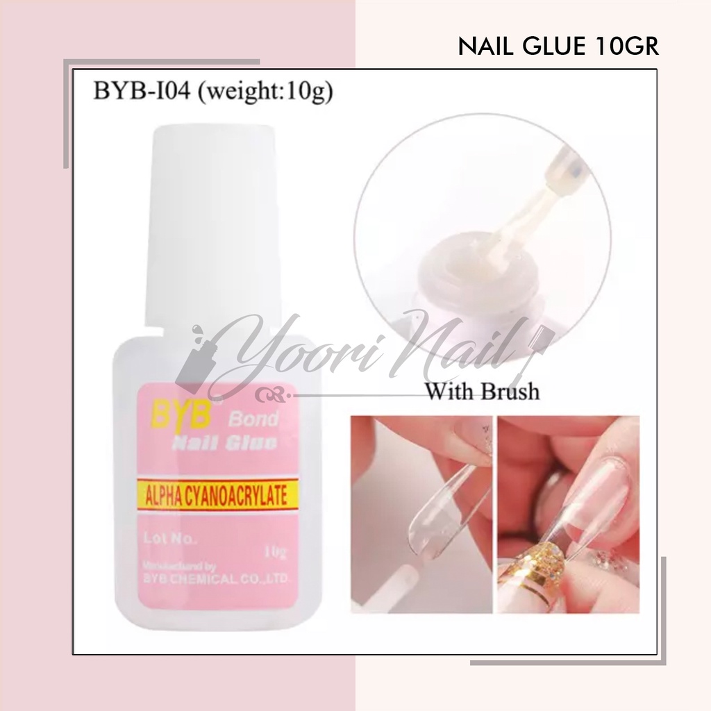 BEST SELLER!! Nail glue BYB 10gr lem kuku palsu lem kuas fake nails false nails glue