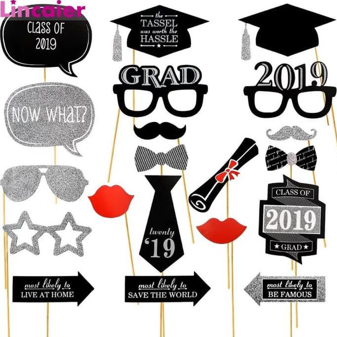 Bisa Cod Set Photo Booth Props For Graduation Party Aksesoris Pesta Shopee Indonesia