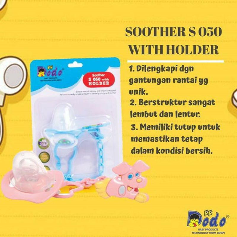 Empeng Bayi Newborn + Gantungan Rantai Bayi Newborn BPA Free Non Toxic / Soother Dodo Facifier with Holder