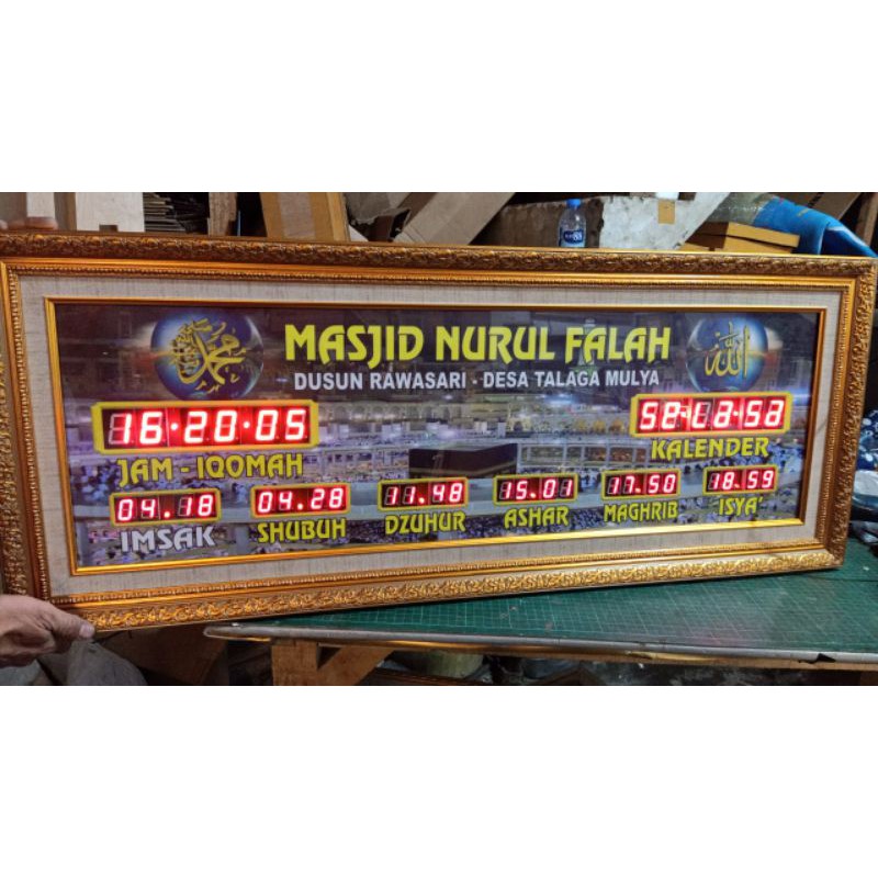 JAM MASJID DIGITAL JAM ADZAN JADWAL SHOLAT CUSTOM NAMA MASJID 40 x 100 cm