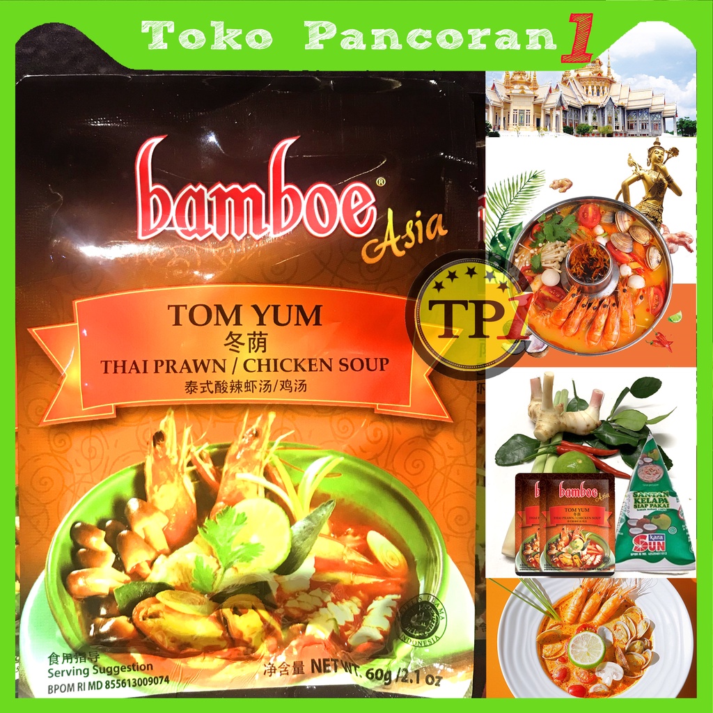 Bamboe Bumbu Tom Yum Tomyam  Halal 60 gr / Bamboe Spices Tomyam Tom Yam / Tomyum Thailand Halal