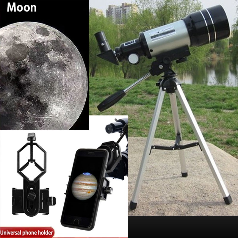 Teropong bintang teleskop bisa untuk smartphone universal Monocular Space Astronomical Telescope 300/70mm Teropong Bintang Professional Astronomical Telescope 150 Times Zoom HD High-Power Portable Tripod Night Vision Deep Space Star View Moon Universe