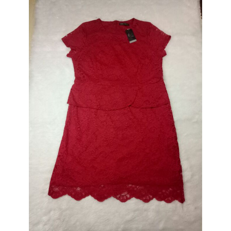 Dress Brukat Eprise Merah Size XXL
