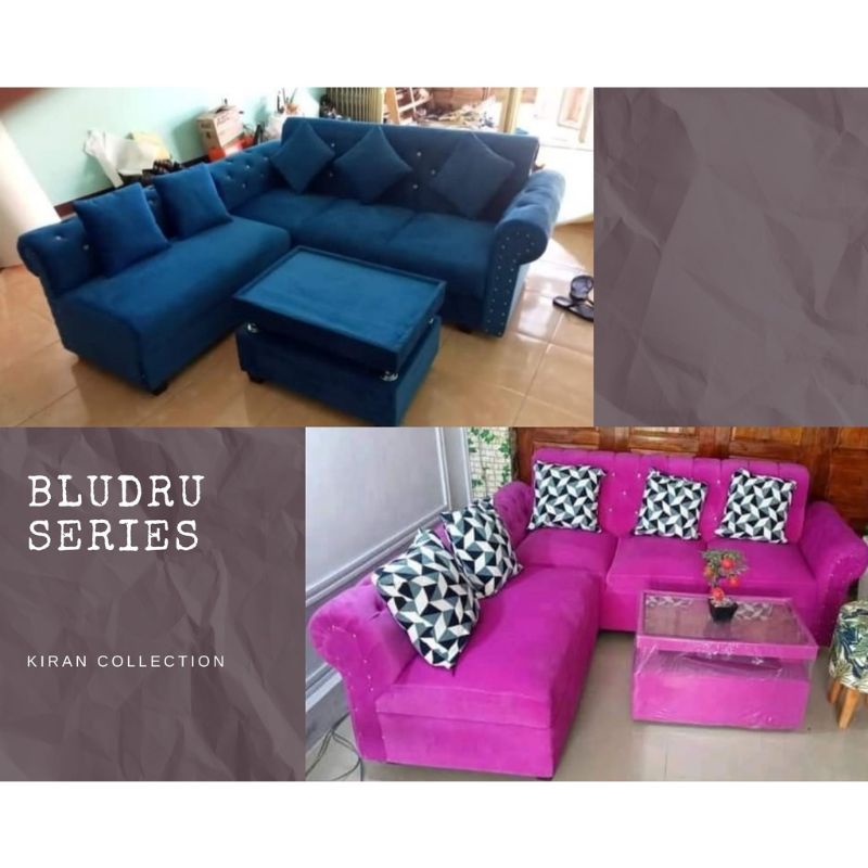 sofa l putus bludru - sofa minimalis - kursi tamu