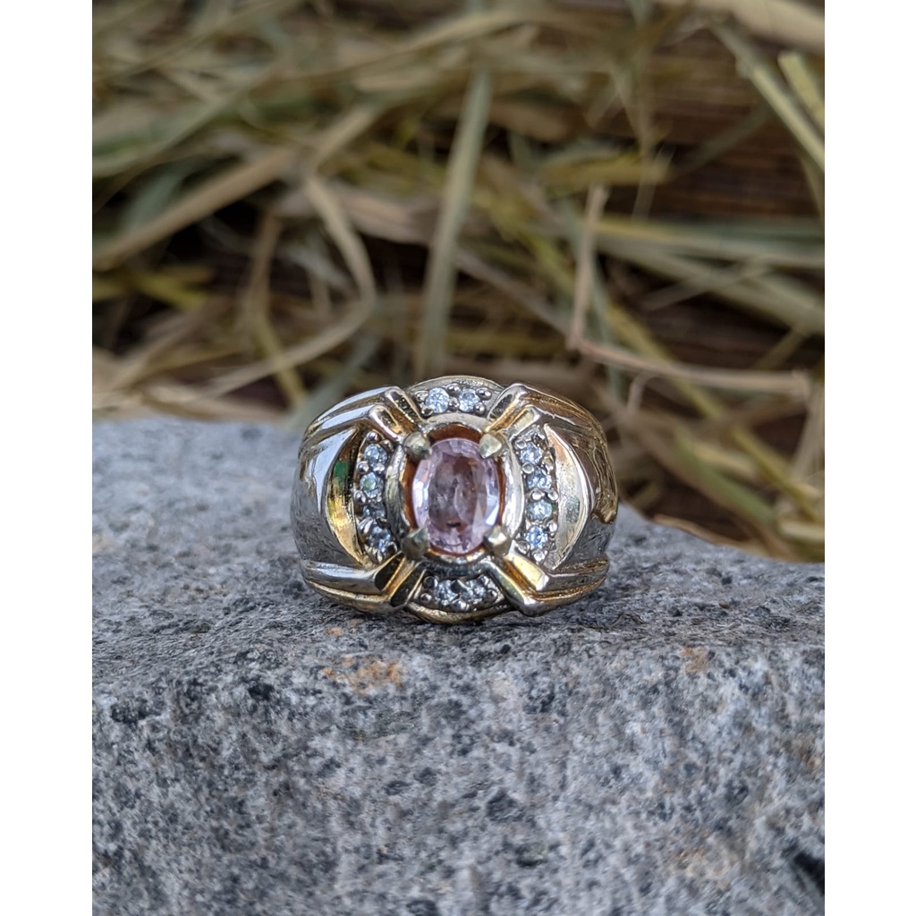 Cincin Purple Sapphire Ceylon Ring Alpaka Super