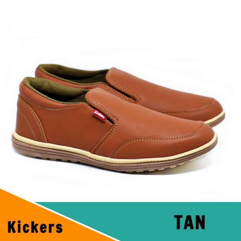 Sepatu Kulit Kickers Pria Slip On Santai Kerja