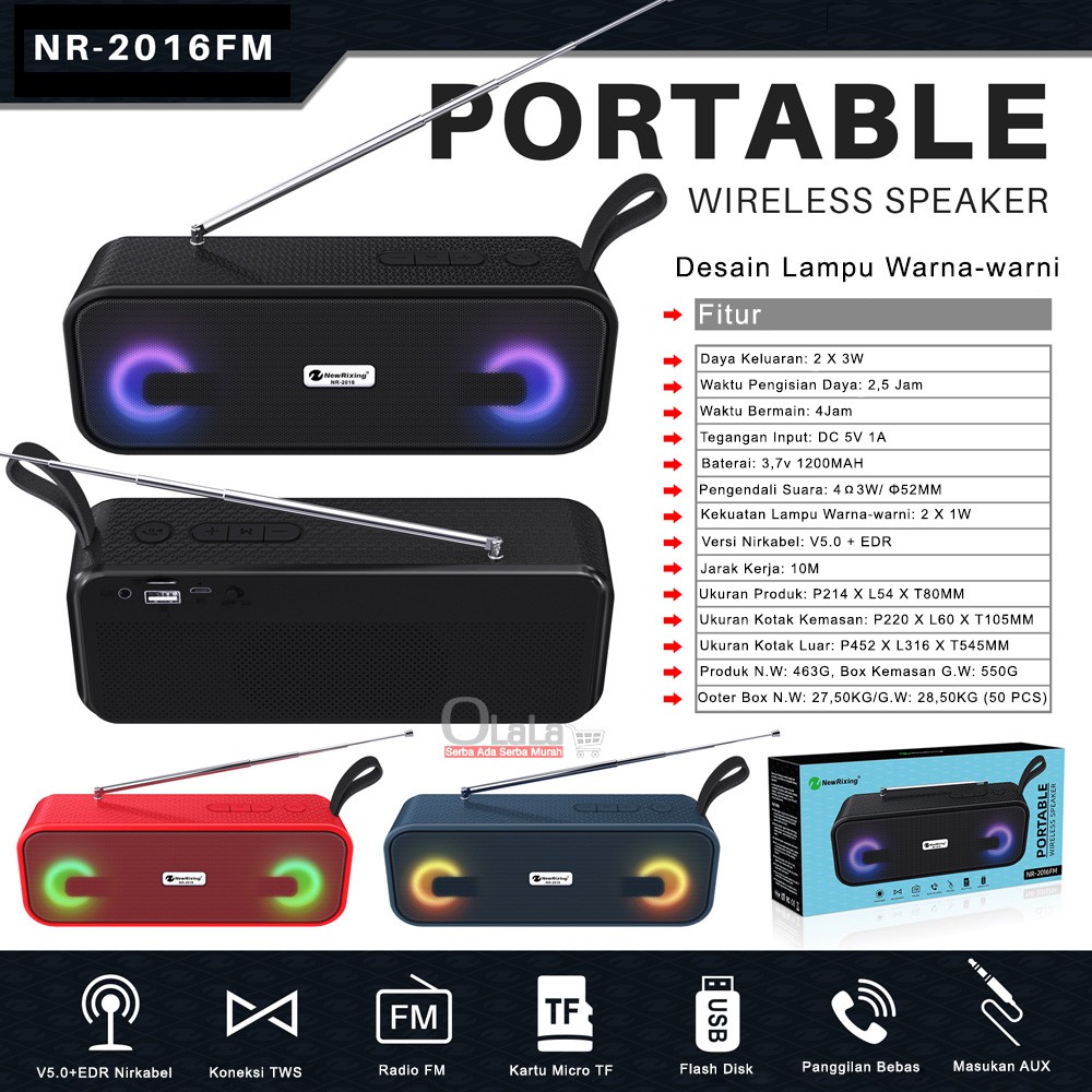 SPEAKER PORTABLE WIRELSS NR-2016