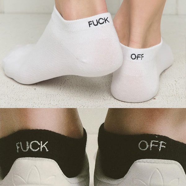 KK-41 kaos kaki pendek pria wanita f off sock cotton katun mata kaki menyerap