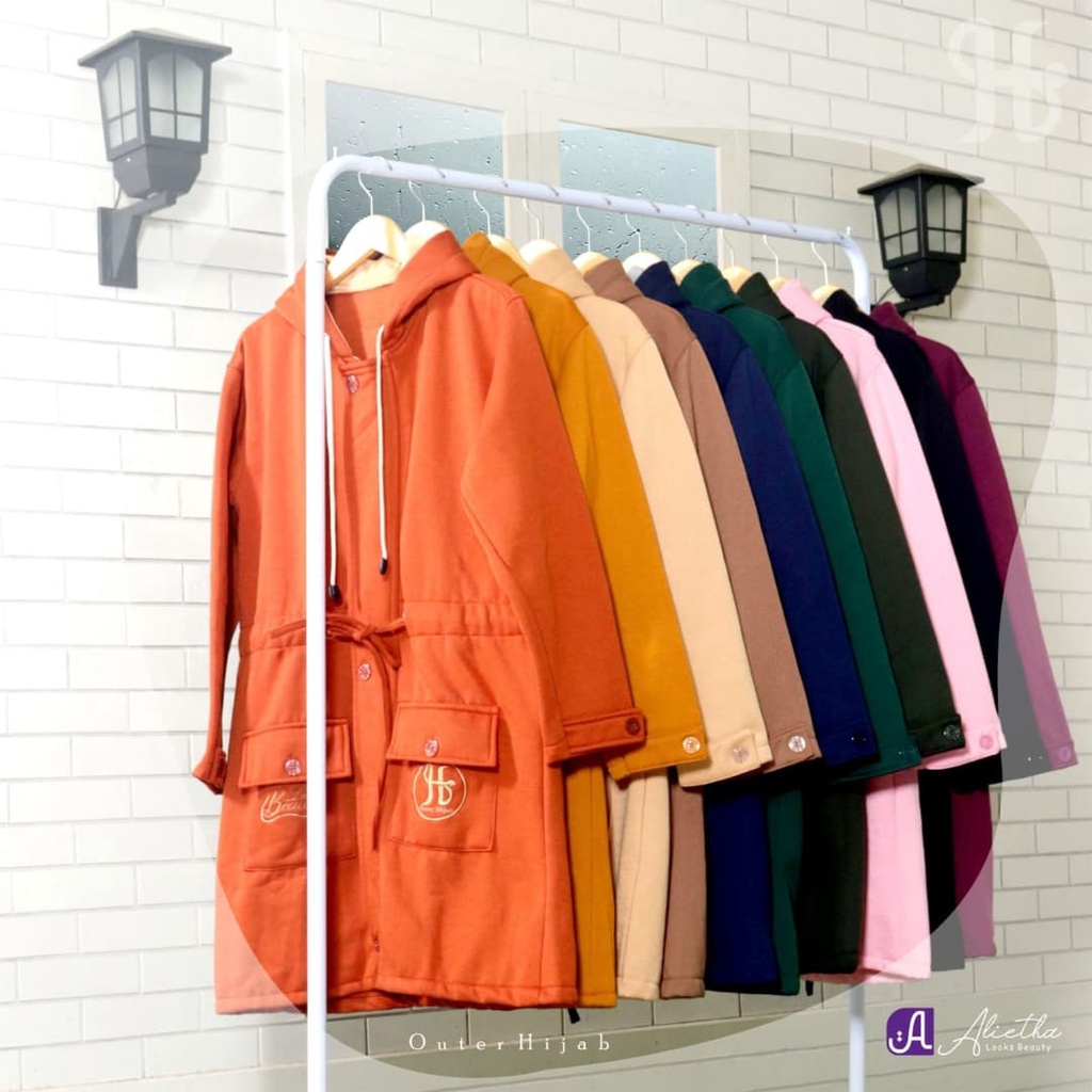 Jaket Panjang Outer Wanita Muslimah Hijab Hoodie Terbaru Kekinian-7