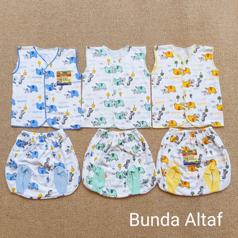 3 Pcs Setelan Baju Bayi Kutung Celana Pop Zahdan ( 0 - 3 bulan ) SNI / Perlengkapan Bayi  [ Bunda Altaf ]