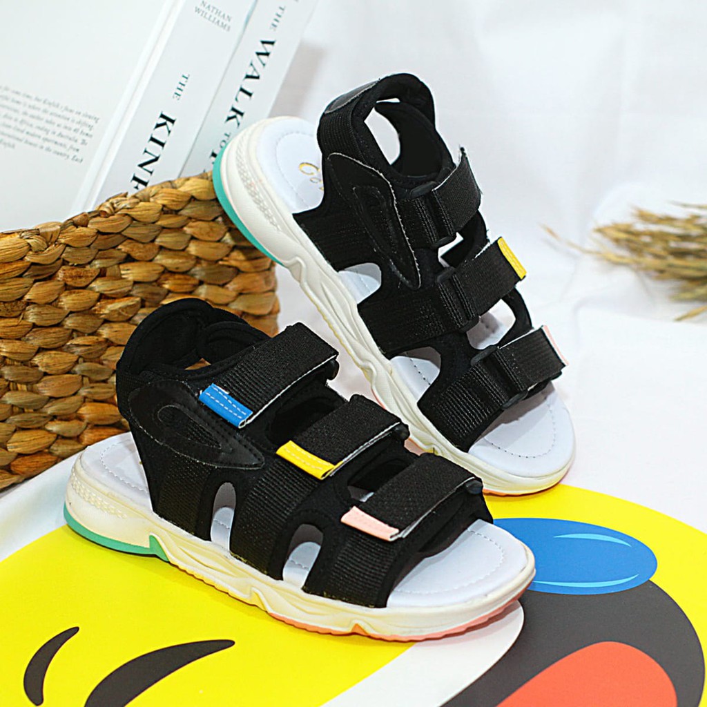 Sandal Tali Anak 3 strip polos Shizuka FS273