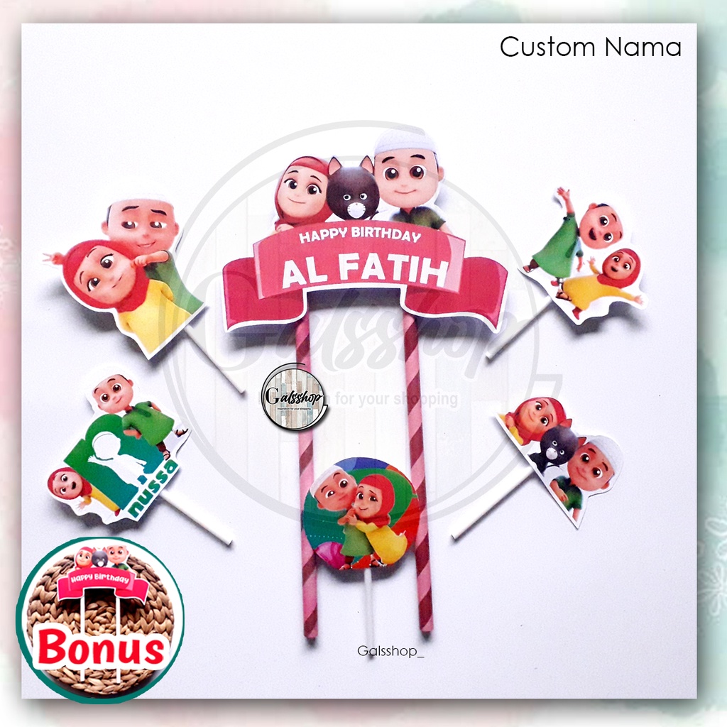 Custom Nama/ Foto / Toppercake Plus Nusa Rara / Hiasan Kue / Cake Topper