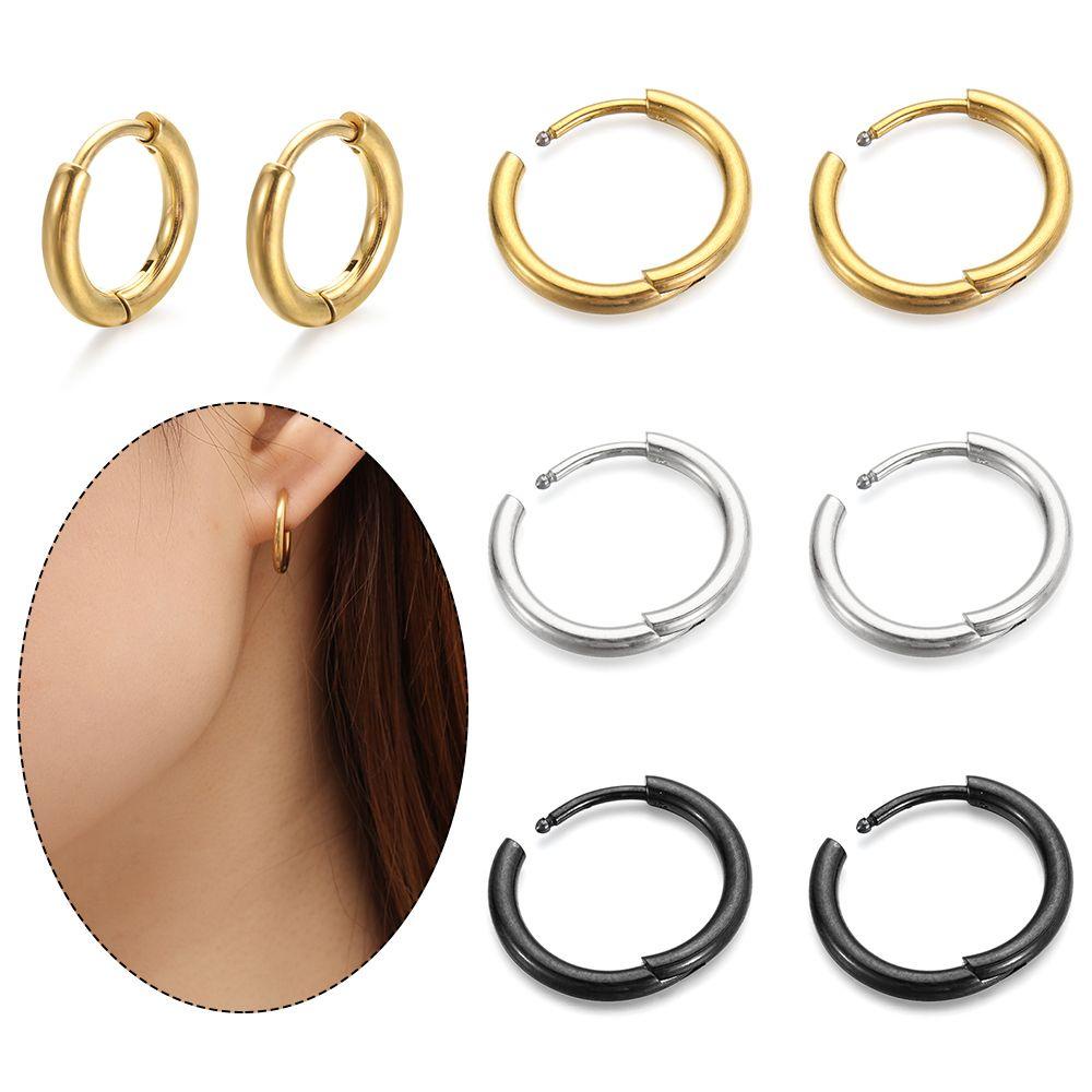 Anting Hoop TOP Fashion Statement Warna Perak Huggie Stud