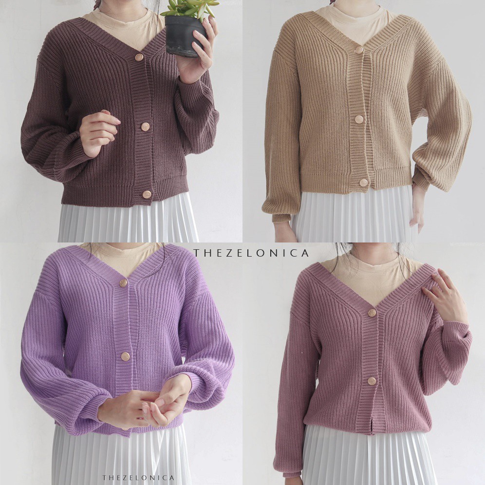 Zelonica Bubble Cardigan Bahan Rajut