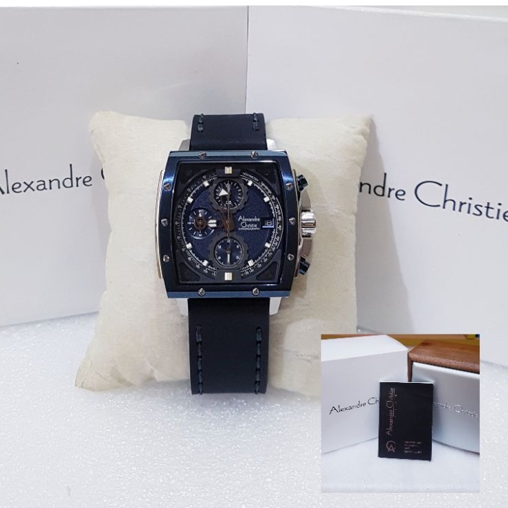 ALEXANDRE CHRISTIE PRIA AC 6376 SILVER BLUE JAM TANGAN PRIA ORIGINAL