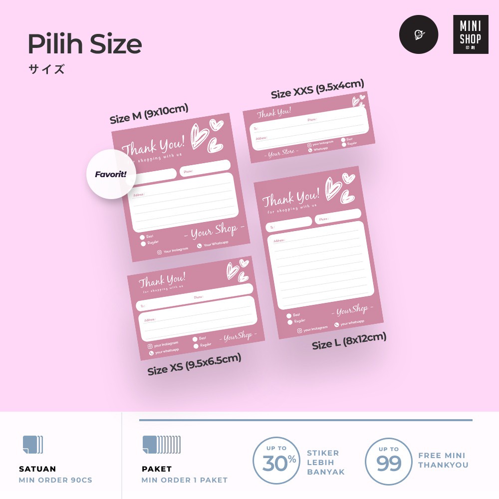 

Pink Love eco ink - Stiker Label Pengiriman Murah Custom ( min order 100pcs ) [ Produk Satuan -