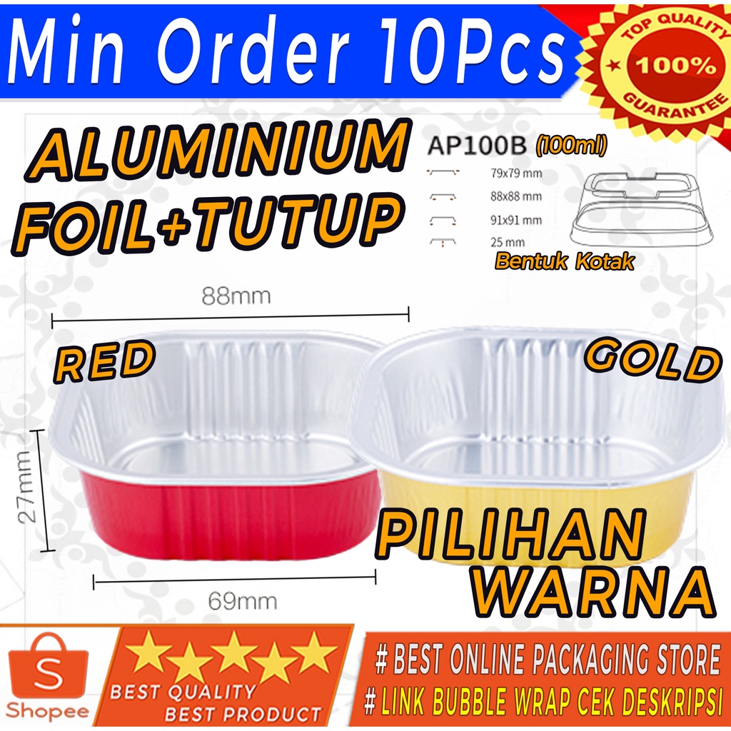 Cup aluminium warna warni kotak persegi cup + lid 100ml AP 100 B