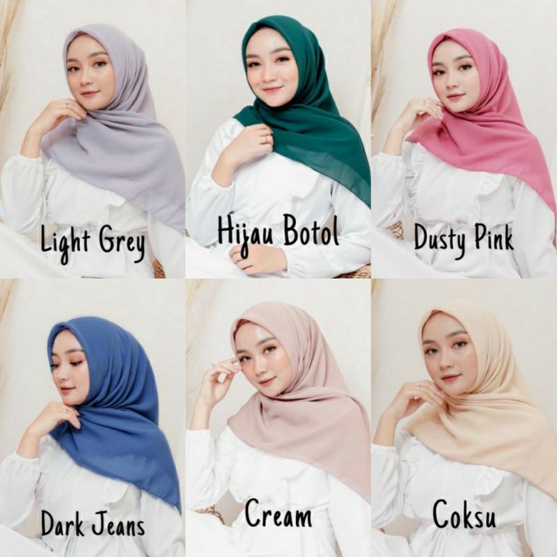 Hijab Segiempat BELLA SQUARE ANTI LETOY PREMIUM Pollycotton polos 47 Warna Jilbab Bela Laudya Square Murah vayaon hijab