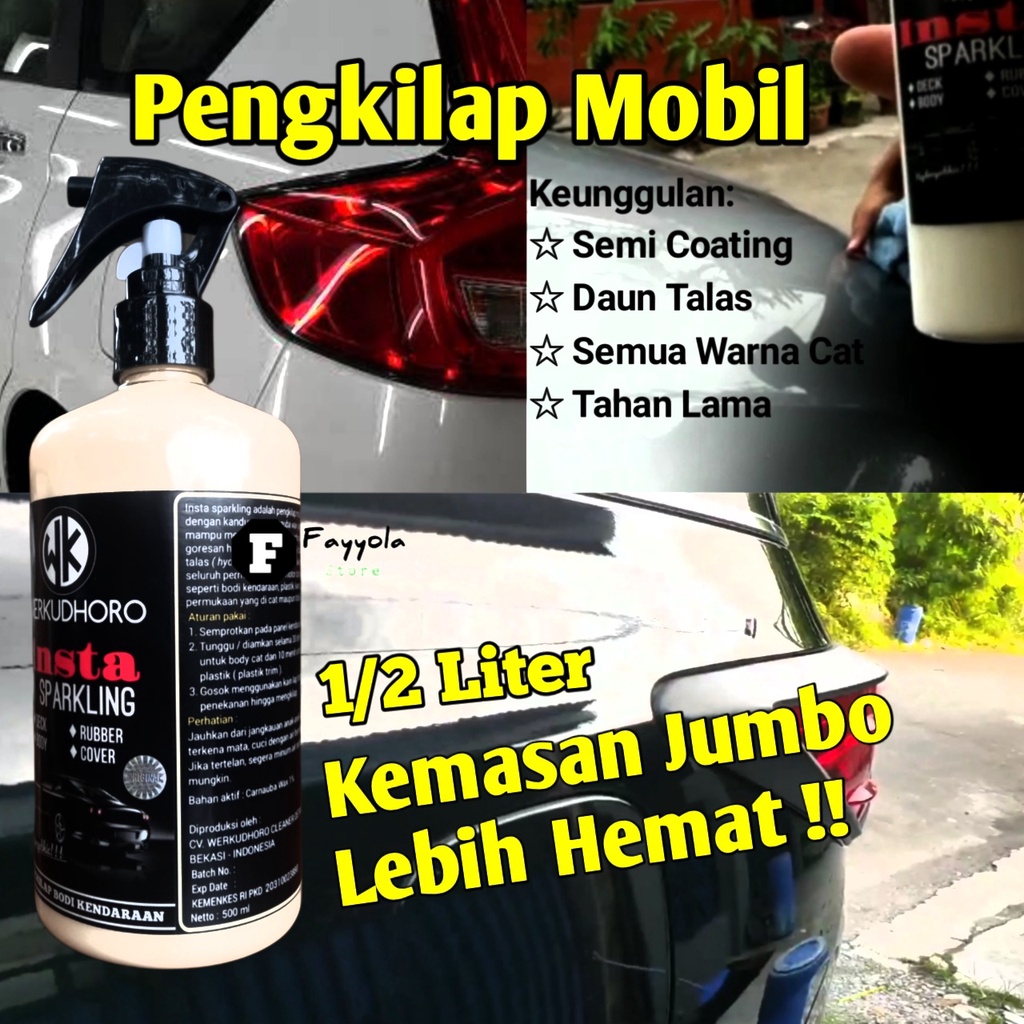 Pengkilap Body Mobil 500ml Free Microfiber / Pengkilat Cat Body Doff dan Gloss efek Daun Talas / Poles Mobil