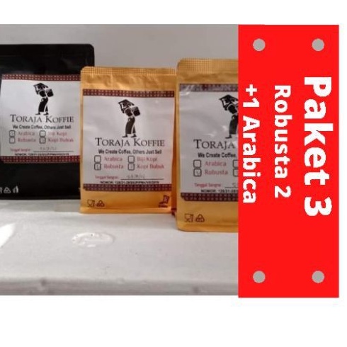 

Kopi Toraja Robusta dan Arabica Bubuk isi 3 bukus