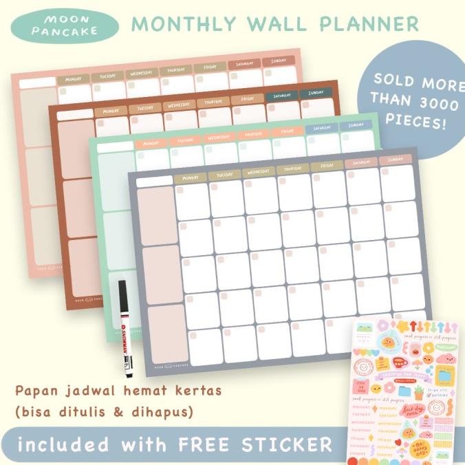 

Office & Stationery | Alat Tulis | Moon Pancake Wall Monthly Planner Board | Best Seller