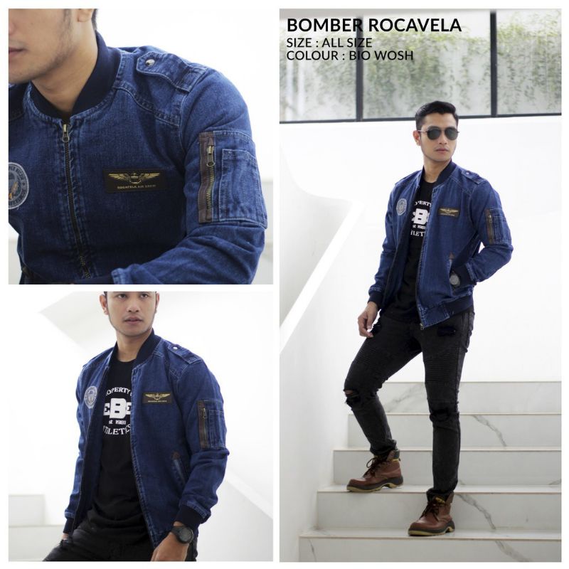 JAKET JEANS PANJANG PRIA Rocafella jens Bomber