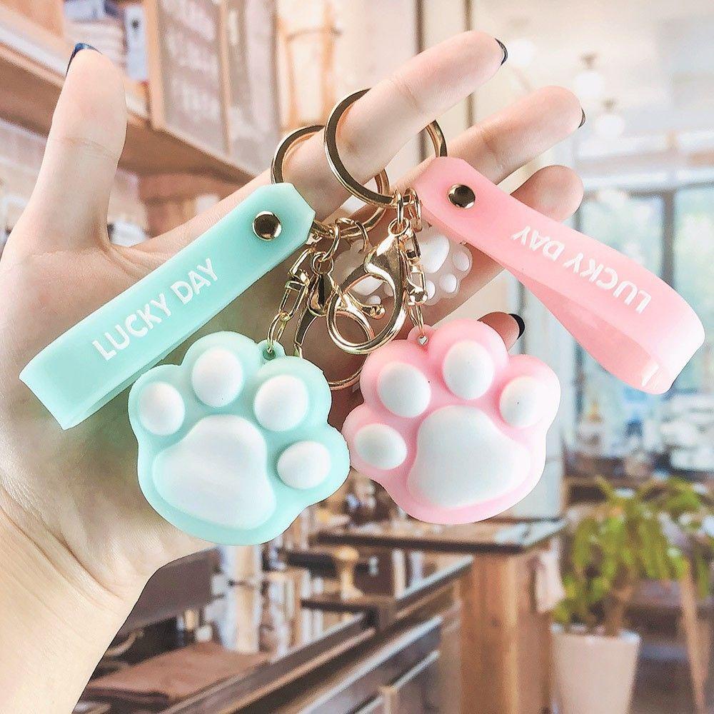 Lanfy Gantungan Kunci Paw Kucing Kemasan PVC Khusus Dekorasi Aksesoris Interior Ransel Liontin Handbag Decor