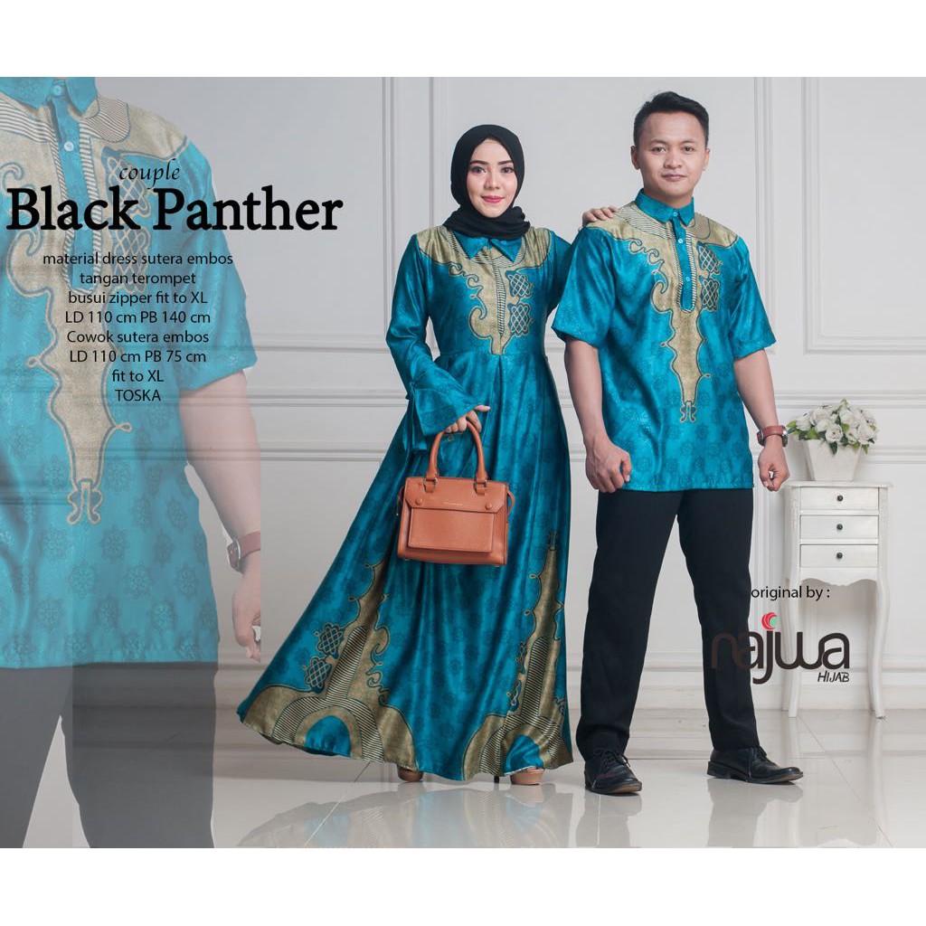 BAJU BATIK COUPLE BLACK PANTHER BY ORI NAJWA HIJAB Shopee Indonesia
