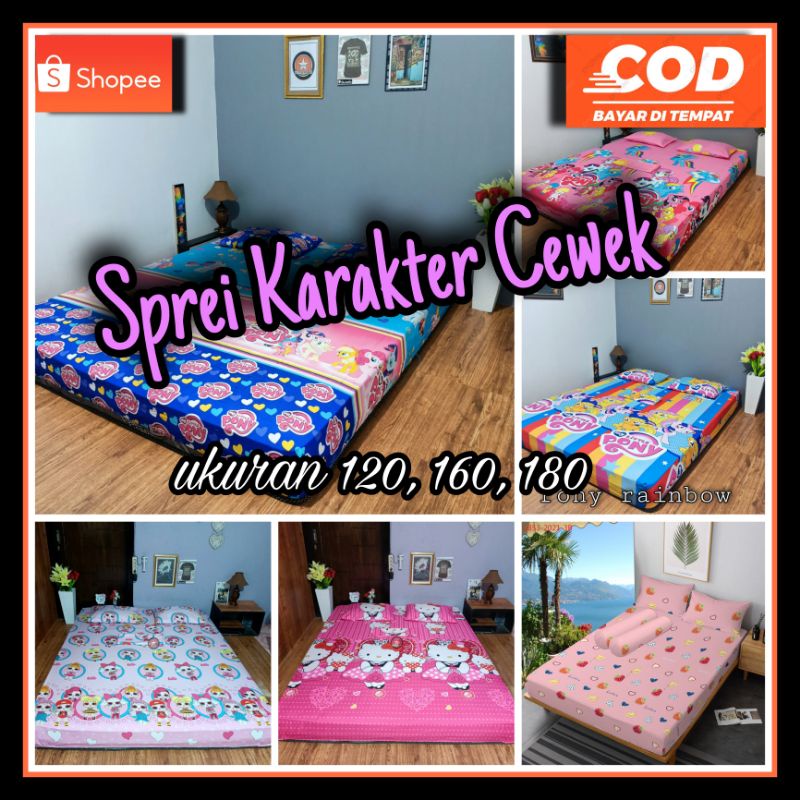 Sprei Homemade Karakter Anak Cewek Ukuran 120x200, 160x200, 180x200 Sprei Motif Karakter Anak