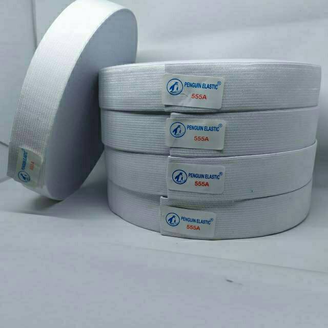 Karet Elastis Penguin 3cm putih per Roll/ Karet Kolor Elastis pinguin mrdium