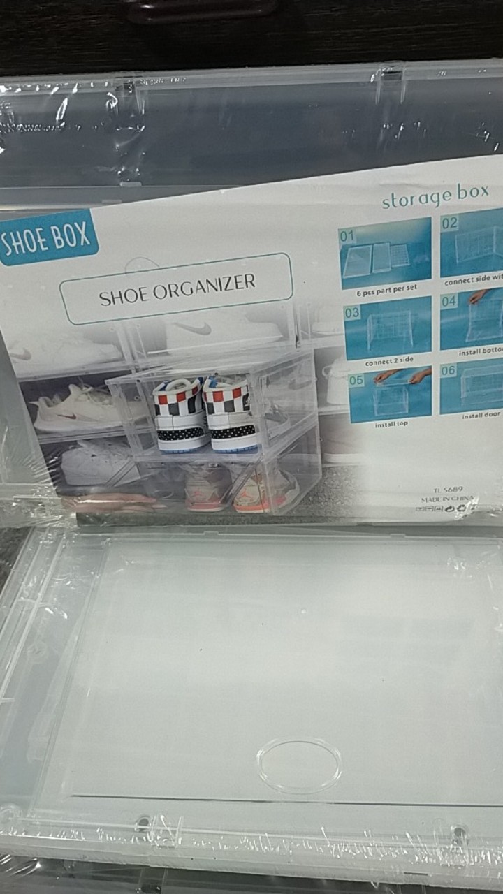 Kotak Rak Tempat Penyimpanan Shoes Sepatu Serbaguna Box Transparan Transparant Lipat Plastik