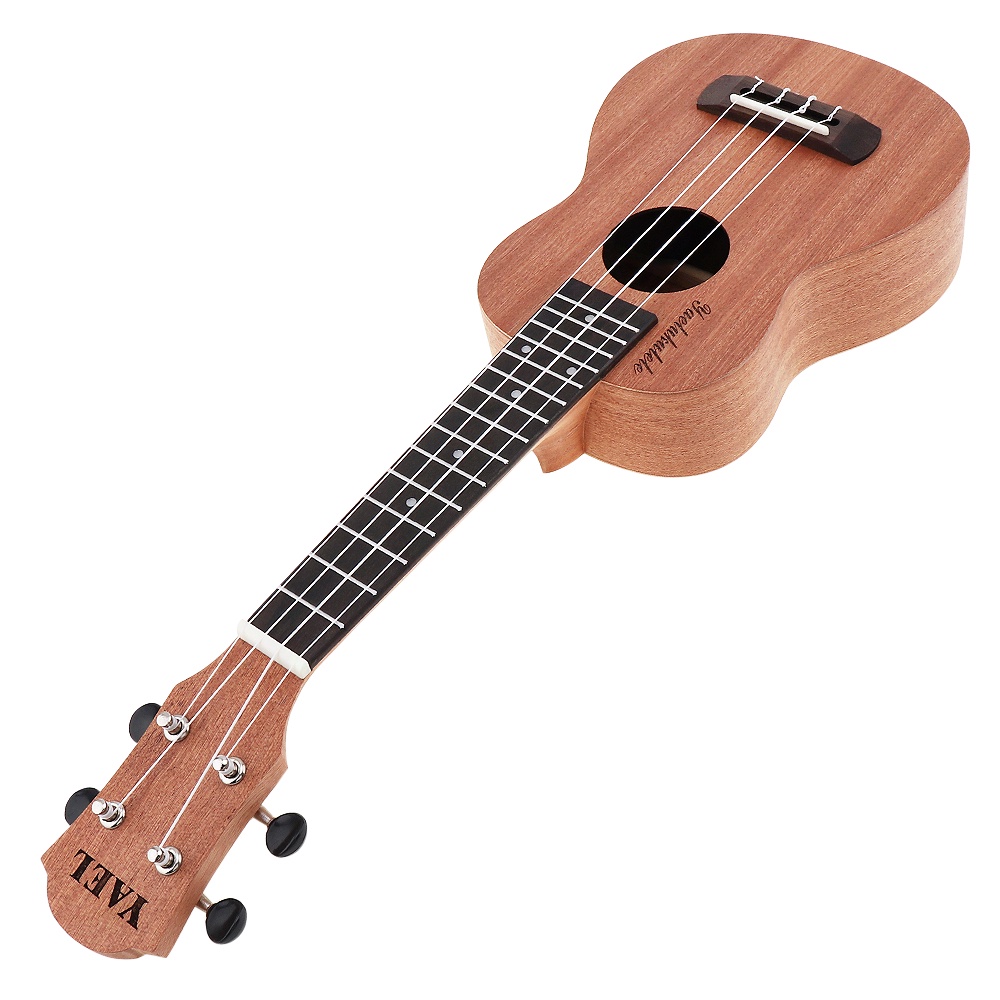 Gitar Hawaii Ukulele Soprano 21 Inci Bahan Kayu Sapele Dengan 15 Fret Empat Senar