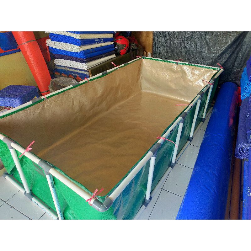 TERPAL KOLAM IKAN FULLSET 200X100X50 KERANGKA PIPA PVC RUCIKA