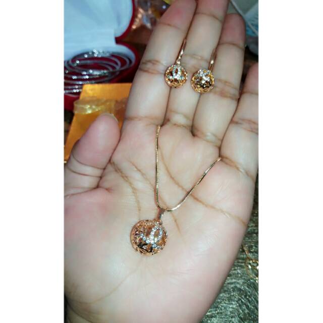 Set chanel bulat bola2 lapis emas 22k