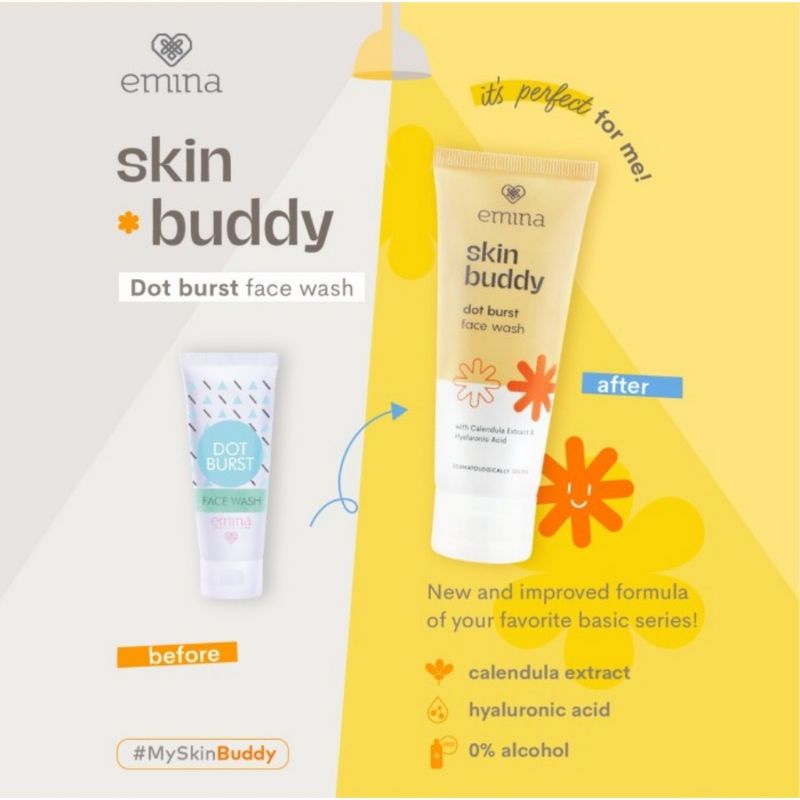 Emina Skin Buddy Dot Burst Face Wash 60ml / Pembersih Wajah / Cuci Muka / Sabun Cuci Muka