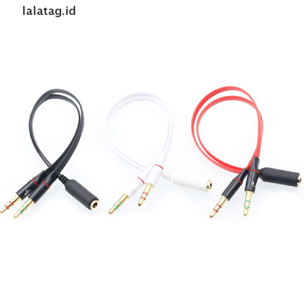 (Flyag) 1pc Adapter Splitter Y 3.5mm 2 Jack Male Ke 1 Female Untuk Headphone / Mic (ID)