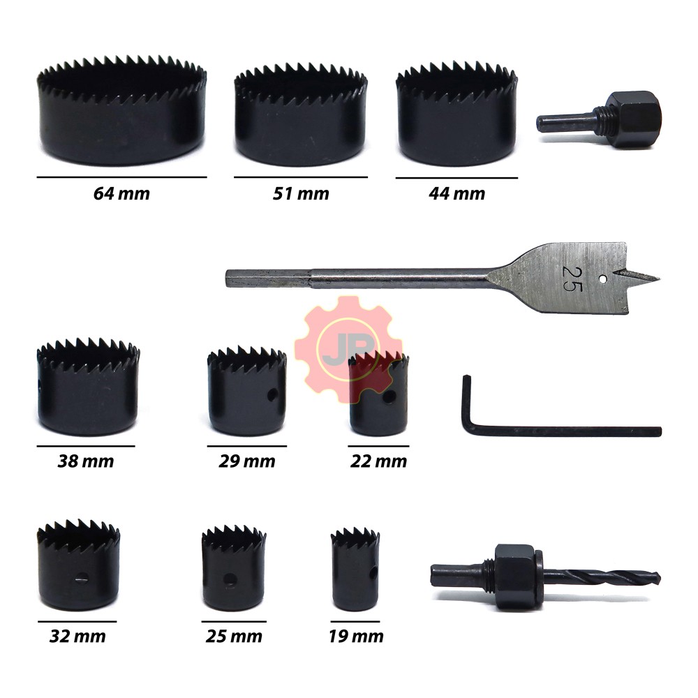 JP 89-001 HOLE SAW SET 13 PCS TOOL KIT MATA BOR KAYU LUBANG PIPA PVC