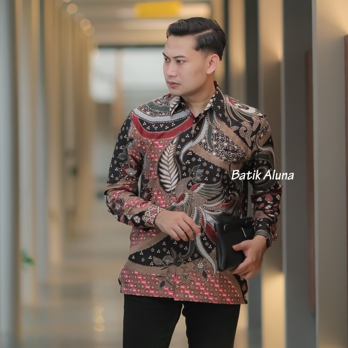 Batik Pria Lengan Panjang Elegan Modern Premium Lapis Full Furing Bahan Katun Kualitas Tinggi Dan Desain Eksklusif Tradisional fashion batik Aluna