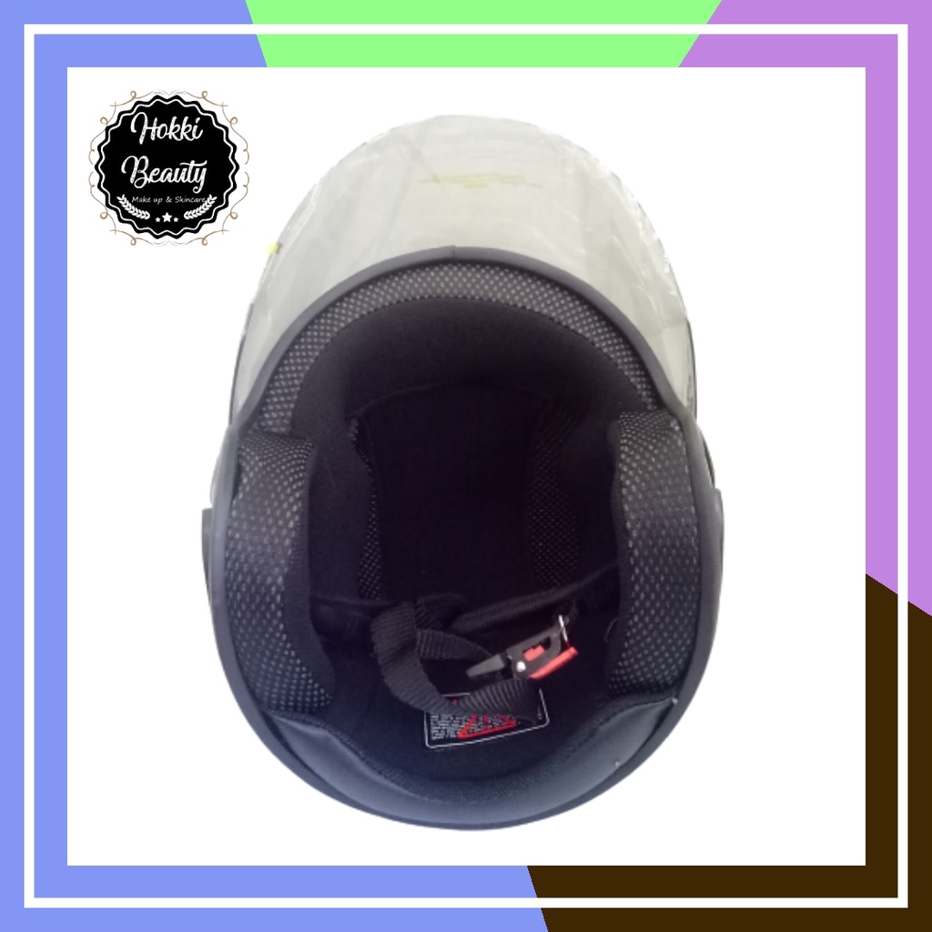 Helm Half Face  BASIC POLOS Solid Black Gloss Hitam Metalic Polos Glossy